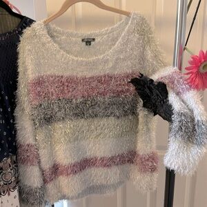 Fuzzy, stripey, sparkly Wild Fable sweater size L